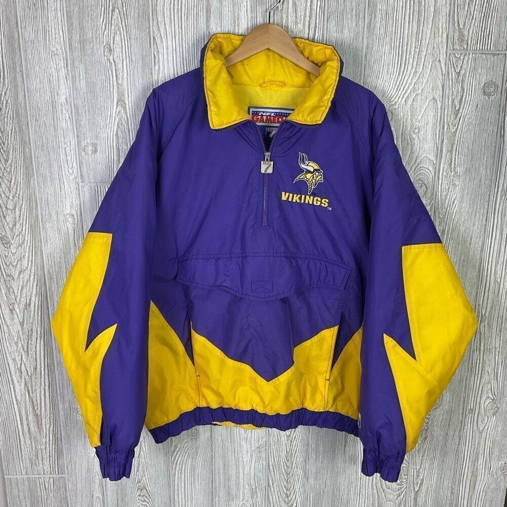VTG 90s NFL Gameday Minnesota Vikings Pullover Anorak Jacket Men’s XL Quarter Zi